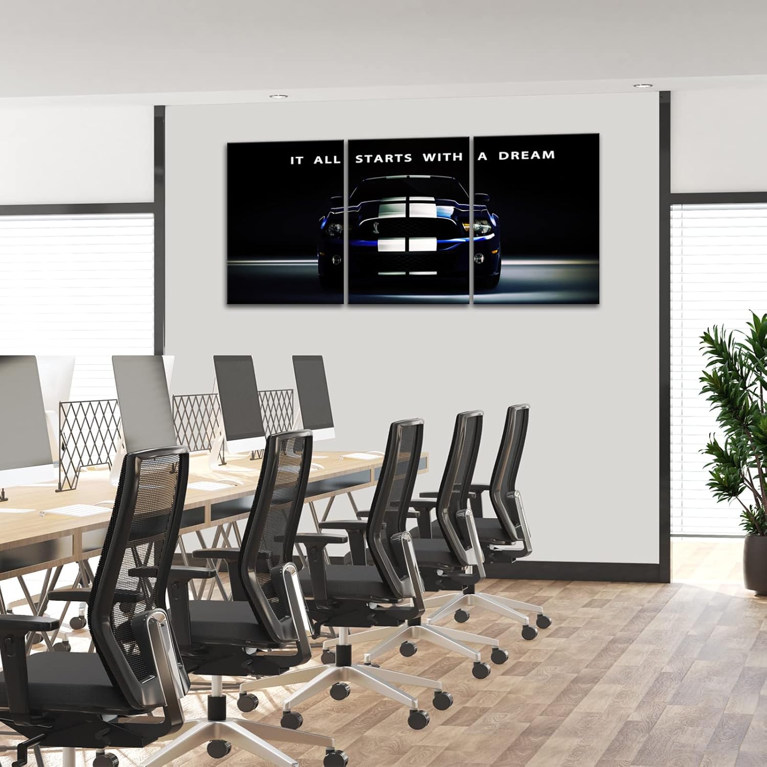 KAWAHONE Motivational Canvas Wall Art - It All Starts with A Dream,Office Inspirational Poster Prints Quotes Wall Decor Gallery-Wrapped Frame Ready to Hang