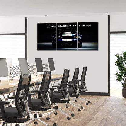 KAWAHONE Motivational Canvas Wall Art - It All Starts with A Dream,Office Inspirational Poster Prints Quotes Wall Decor Gallery-Wrapped Frame Ready to Hang