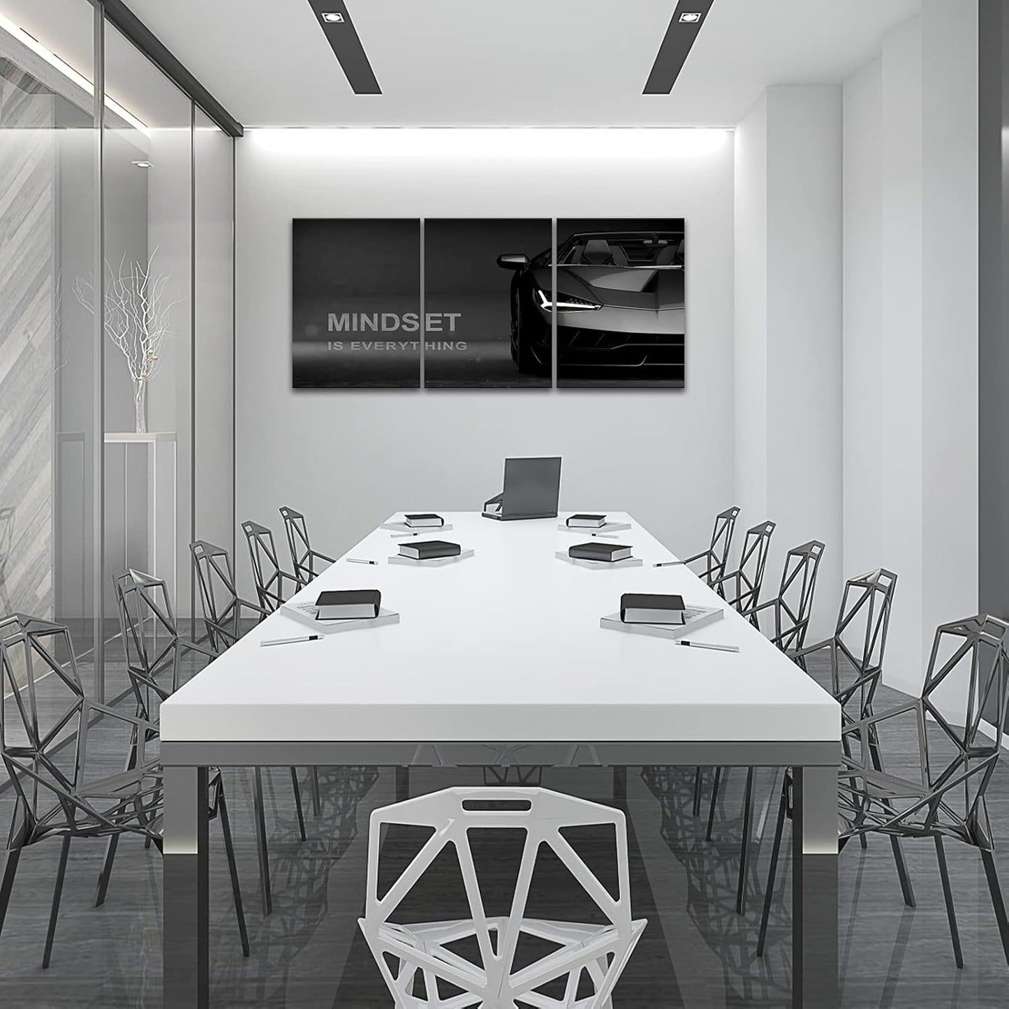 Motivational Canvas Wall Art Lamborghini Posters Prints Entrepreneur Bundle Set 3 Pieces Inspirational Wall Art Decorations Mindset Is Everything (36" W x 16" H, young-mindset)