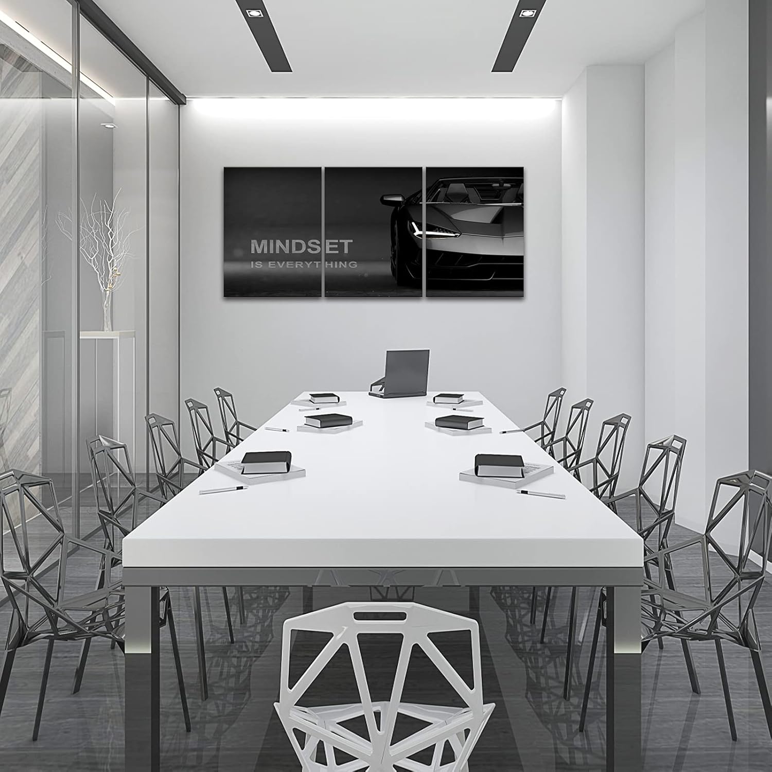 Motivational Canvas Wall Art Lamborghini Posters Prints Entrepreneur Bundle Set 3 Pieces Inspirational Wall Art Decorations Mindset Is Everything (36" W x 16" H, young-mindset)