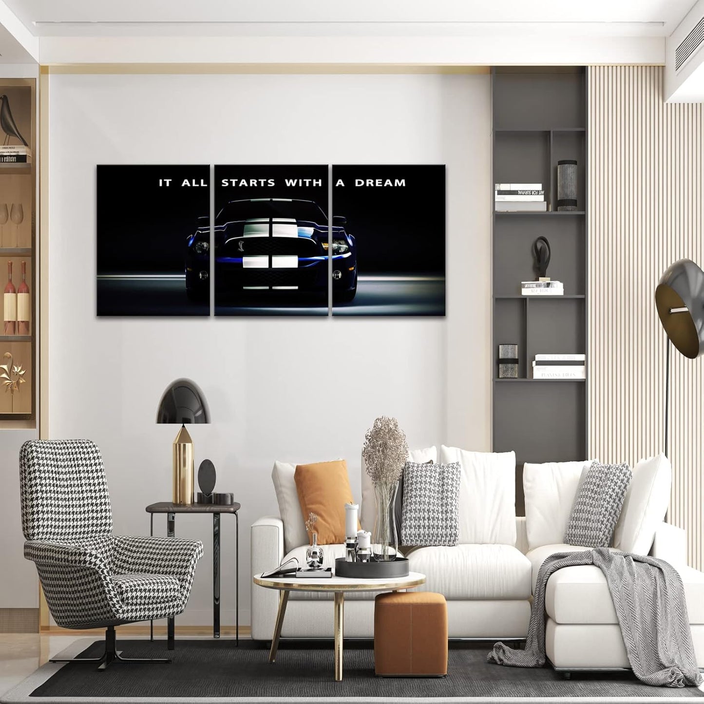 KAWAHONE Motivational Canvas Wall Art - It All Starts with A Dream,Office Inspirational Poster Prints Quotes Wall Decor Gallery-Wrapped Frame Ready to Hang