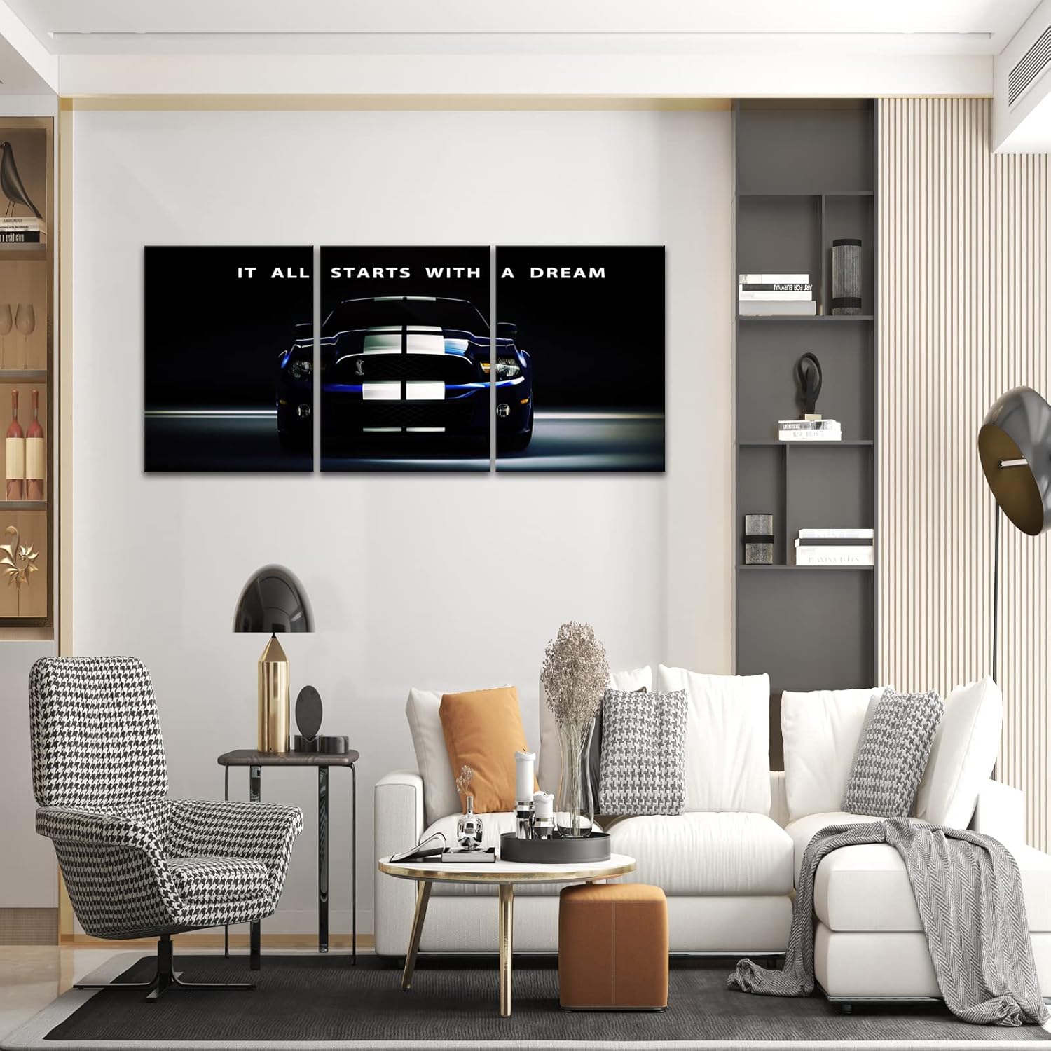 KAWAHONE Motivational Canvas Wall Art - It All Starts with A Dream,Office Inspirational Poster Prints Quotes Wall Decor Gallery-Wrapped Frame Ready to Hang