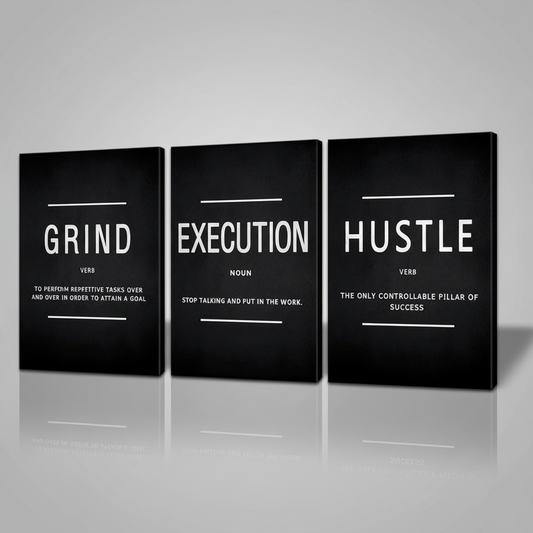 Grind Hustle Execution Wall Art Motivational